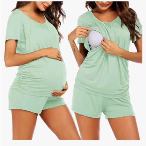 Ekouaer Womens Maternity Pajamas Nursing Pjs for Breastfeeding Soft Postpartum Lounge Sets Sleepwear Layer Pregnancy Clothes