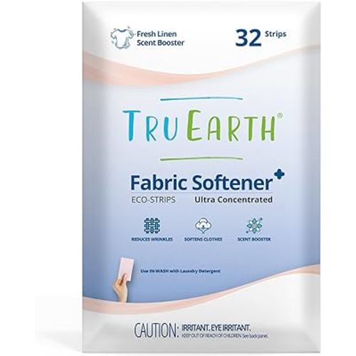 Tru Earth Fabric Softener Strips for Washing Machine, Alternative to Fabric Softener Liquid and Pods, Fresh Linen Scent Booster, Up to 64 Loads Per 32-Count