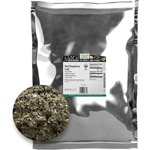 Frontier Organic Red Raspberry Leaf Herbal Supplement, 1-Pound, Certified Organic, Kosher, Non-GMO