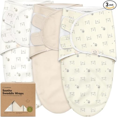 KeaBabies 3-Pack Organic Baby Swaddles for Newborns, Infant (Bumble Bear, 0-3M)