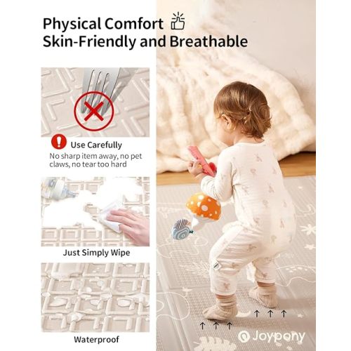 Baby Play Mat 79x 71 Inch, Extra Large Foldable Play Mats for Babies and Toddlers, Waterproof & Anti-Slip Portable Baby Floor Mat for Tummy Time, Non Toxic Foam Play Mat for Floor Travel Bag