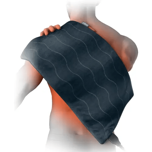 Pure Enrichment PureRelief Pro Far Infrared XL Heating Pad - Muscle Relief for Back, Neck, Shoulder, & Knee Pain in Athletes, 4 Heat Settings, Dry/Moist Heat, 12” x 24” Extra-Long Size (Iron Gray)
