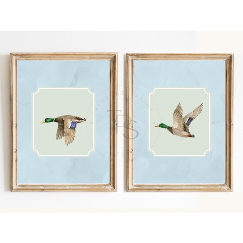 Mallard Duck Print Nursery Decor Digital• Preppy Southern Nursery Art • Blue Boy Hunting Printable Wall Art • Nursery Wall Grandmilennial