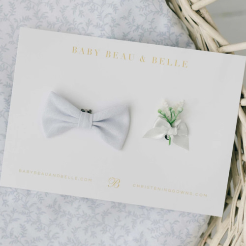 Harrison Linen Bow Tie & Boutonniere – Baby Beau and Belle