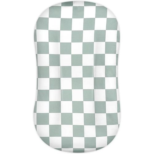 DILIMI Baby Lounger Cover, Newborn Lounger Cover for Boys Girls, Removable Soft Comfortable Lounger Slipcover, Green Checkerboard (Lounger not Included)