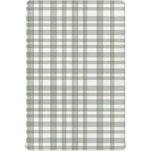 Crib Sheets for Boys Girl Green Plaid Breathable Mini Crib Mattress Sheets Fitted, Watercolor Toddler Fitted Playard Sheet Fits Most Standard Baby mattresses 52 * 28 * 9In
