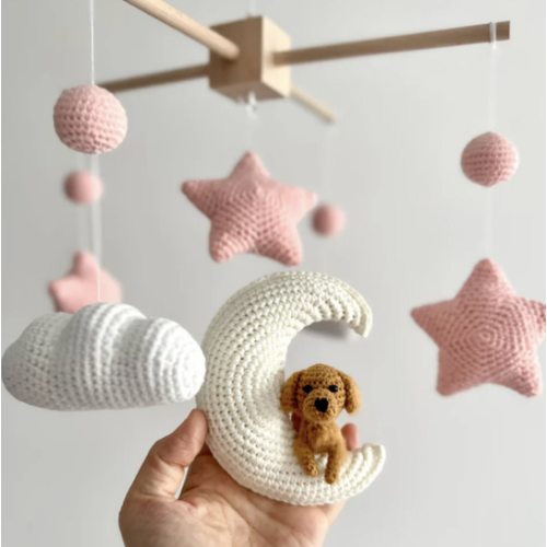 MY DOLLFY Pet Moon Pink | Custom Crochet Pet Nursery Baby Mobile – My Dollfy
