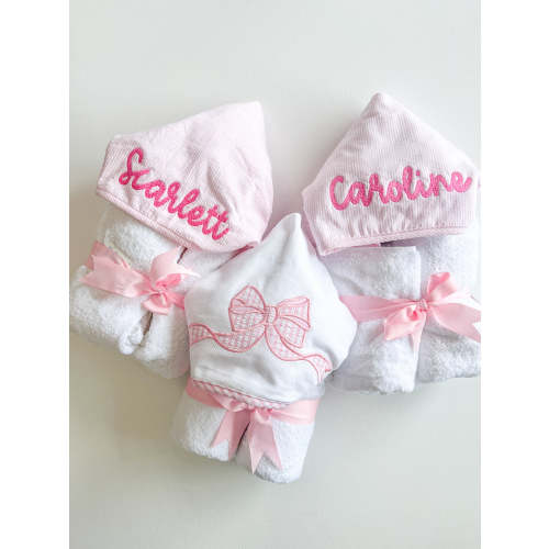 3 Marthas Pink Seersucker Hooded Towel