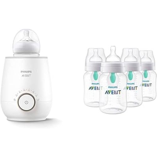 Philips Avent Fast Baby Bottle Warming Bundle with Anti-Colic , AirFree Vent, 9 Ounce, 4 Pack
