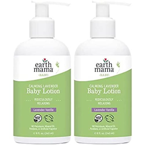 Earth Mama Calming Lavender Baby Lotion | Nourishing Organic Calendula + Rooibos for Sensitive Skin, 8 Fl Oz (2-Pack)