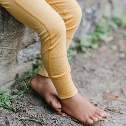 Kids Merino Wool Base Layer, Leggings, Honey 2