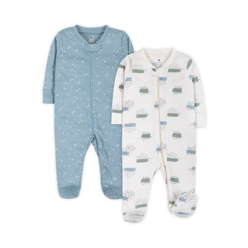 Little Star Organic Baby Unisex Sleep 'N Play Footed Pajamas, 2-Pack, Sizes Newborn-9 Months