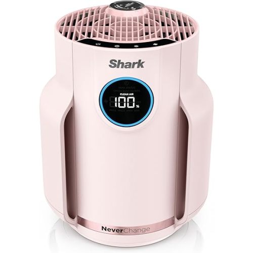 Shark NeverChange Air Purifier Compact Pro with Long-lasting HEPA Exceeding Filtration, Captures Pet Dander, Dust, Smoke, and Allergens, up to 250 sq. ft. for Bedroom, Home Office, Dorm, HP072PK