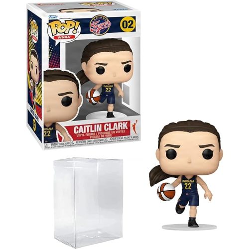 Caitlin Clark #02 Rookie Season Funko POP! Basketball WNBA: Indiana Fever Figurine with HOFSM Protector Case