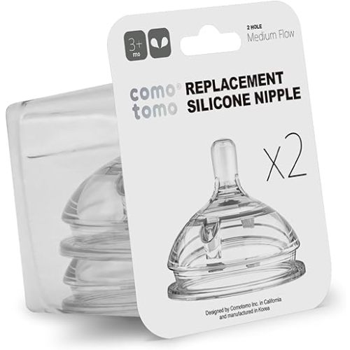 Comotomo Silicone Replacement Nipple, Medium Flow, 3-6 Months, 2 Count