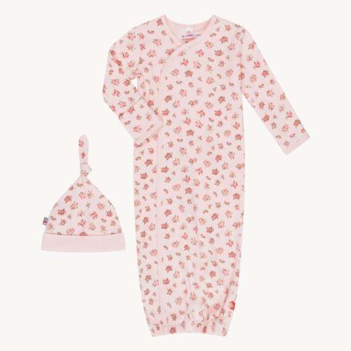 bouquet de fleurs organic cotton magnetic cozy sleeper gown + hat set – Magnetic Me