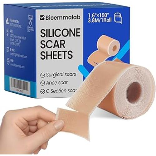 Silicone Scar Sheets Medical Grade Tape (1.6"x150" Roll) Healing Patches for C-Section, Keloid, Face Wrinkles, Stretch Marks, Surgical Recovery, Professional Scar Cover for Sensitive Skin, Soft Tissue