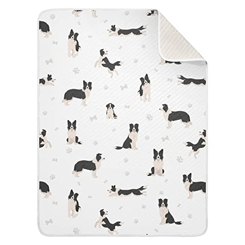 Ollabaky Dogs Border Collie Baby Blanket for Boys Girls Cotton Throw Blanket Swaddle Blanket for Crib Stroller Nursery Receiving Blanket Infant Toddler Unisex 30"x40"