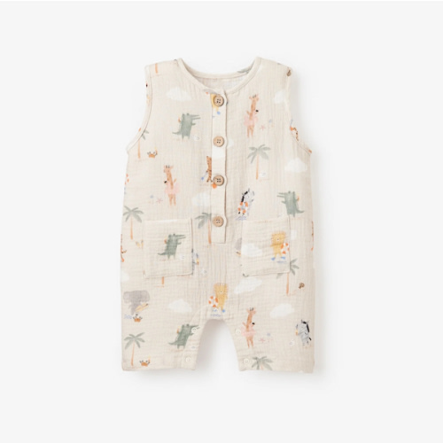 Seaside Safari Organic Muslin Shortall – Elegant Baby