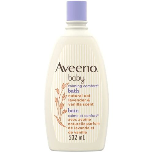 Aveeno Baby Calming Comfort Bath Baby Body Wash for gently cleanses baby’s skin & helps calm baby before bedtime natural oat Lavender & Vanilla Scents, 532 mL