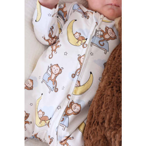 Monkey See, Monkey Snooze Zipper Footie