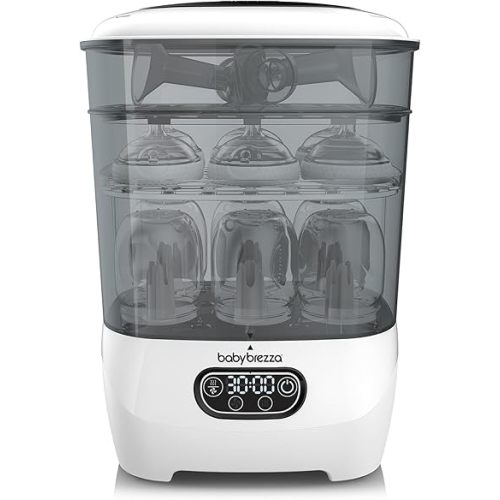 Baby Brezza Bottle Sterilizer and Dryer Advanced – 33% Faster - Largest Capacity Steam Sanitizer - Universal Sterilization Machine for All Bottles + Baby Product Parts - HEPA Air Filter