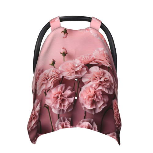 Car Seat Cover Baby - Delicate Pink Carnations Carseat Covers Baby for Girl Boy, Lightweight Newborn Car Seat Canopy Breathable Soft Infant Car Seat Cover