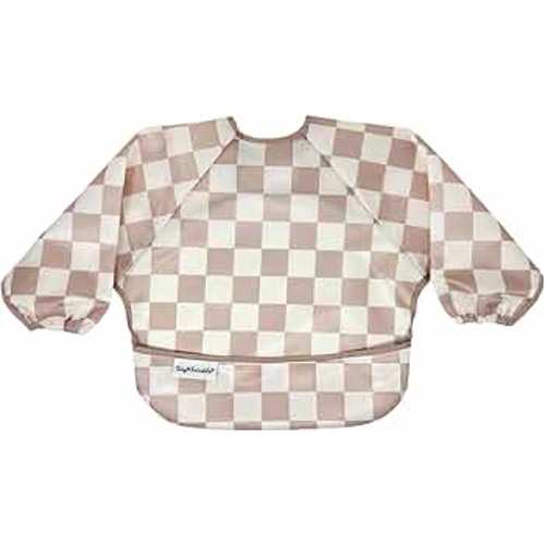 Amazon.com: Tiny Twinkle Mess Proof Baby Bib, Cute Full Sleeve Bib Outfit, Waterproof Bibs for Toddlers, Machine Washable, Tug Proof Closure, Baby Smock for Eating, Long Sleeve (Checkers Brown, Small 6-24 Months) : Baby