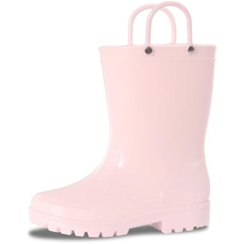 Toddler Rain Boots,Waterproof Kids Rain Boots with Easy-on Handles for Boys and Girls