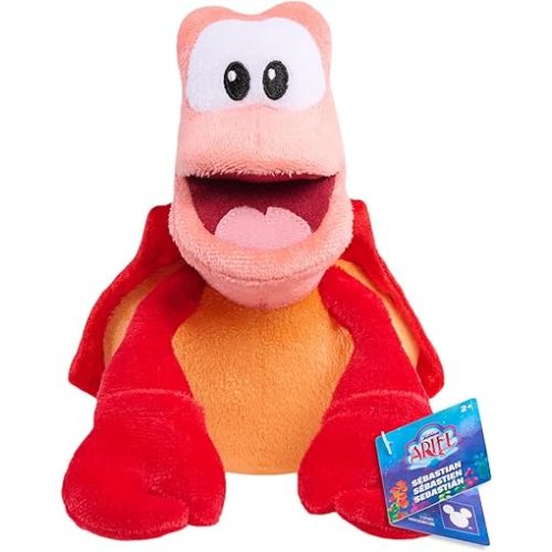 Just Play Disney Junior Ariel Sebastian Small 7-inch Plush Crab, Red, Kids Toys for Ages 2 Up