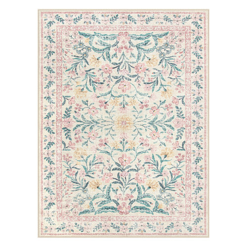 Kaldi Kaldi Oriental Botanical Floral Machine Washable Area Rug with Non-Slip Backing for Living Room, Dining Room, Bedroom