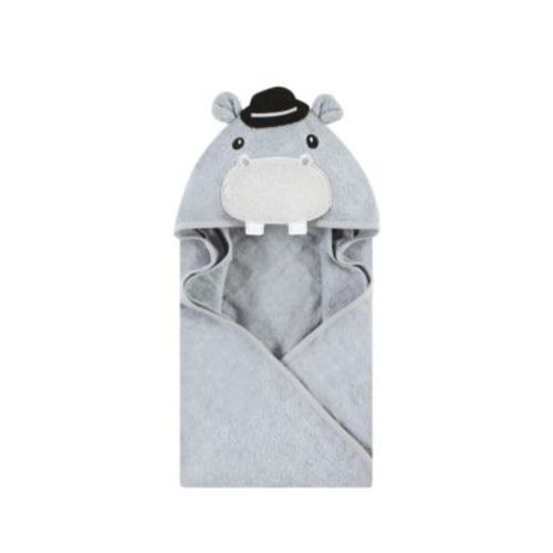 Unisex Cotton Animal Face Hooded Towel, Hippo, One Size