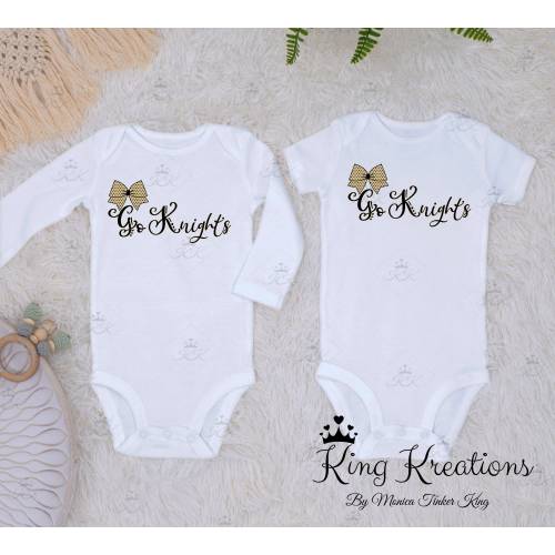 Go Knights Baby Onesie / Sports Baby Clothes/ Football Baby Clothes/ Polka dot bow