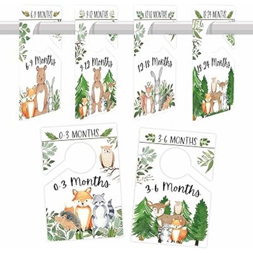 Hadley Designs 6 Woodland Hanger Dividers for Baby Closet-Baby Essentials For Newborn, Baby Closet Organizer For Nursery, Nursery Closet Dividers Neutral