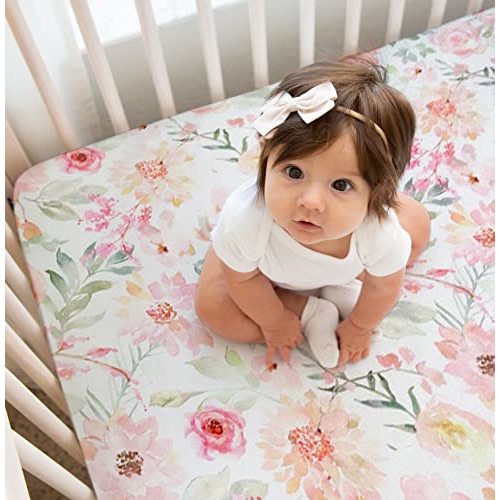 Baby Girls Crib Sheets | Floral Ultra-Soft Bedding for Crib Mattress and Toddler Beds - Blended Cotton Fitted Crib Sheet for Baby Girls Comfort and Elegance by Max&So