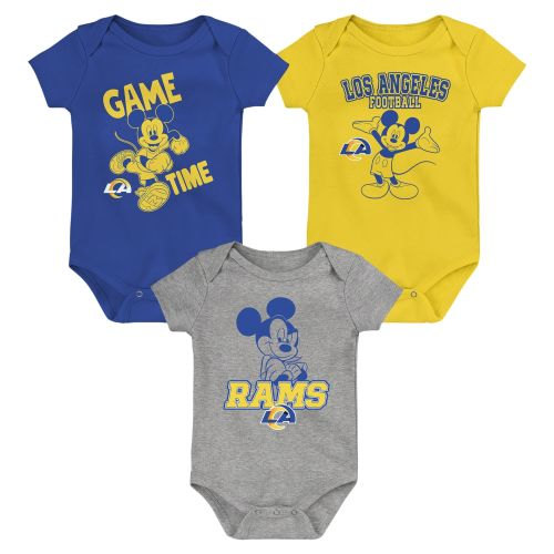 Los Angeles Rams Three-Piece Disney Game Time Bodysuit Set - Royal/Gold/Gray