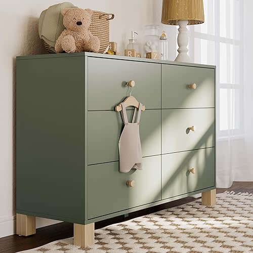 Storkcraft California 6-Drawer Double Dresser (Olive with Driftwood)
