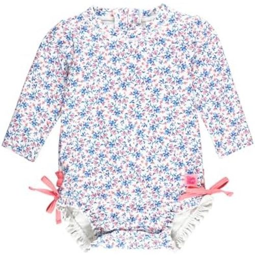 RuffleButts® Girls UPF 50+ Sun Protection Long Sleeve One Piece Swimsuit with Zipper