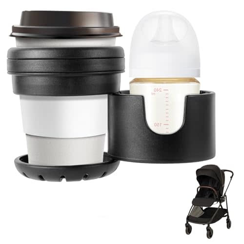 Cup Holders for Nuna Strollers, Dual Drink Holder with 360° Rotation, ABS + Silicone, Fits Large & Small