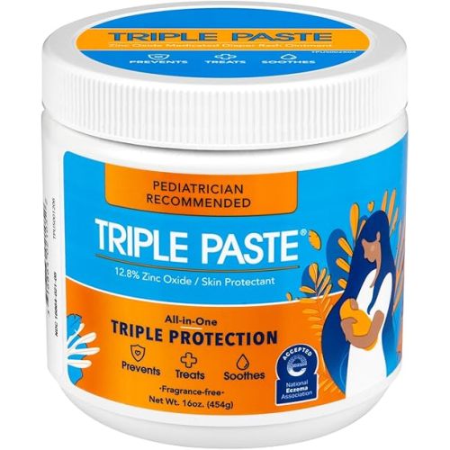 Triple Paste, 16 Oz - Pediatrician-Recommended Hypoallergenic Diaper Rash Cream with Zinc Oxide, Ointment for Baby