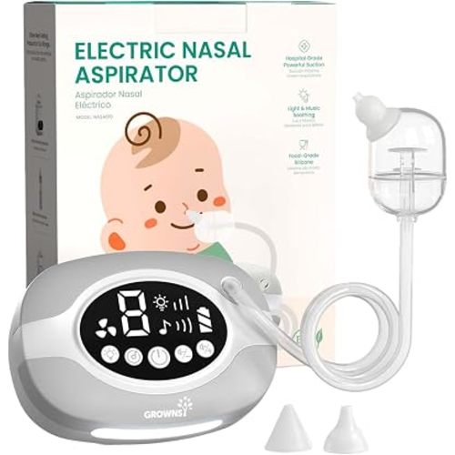 GROWNSY Electric Nose Suction for Baby, Hospital-Grade Nasal Aspirator with Night Light,Soothing Lullabies, Baby Nose Sucker with 9 Adjustable Suction Levels