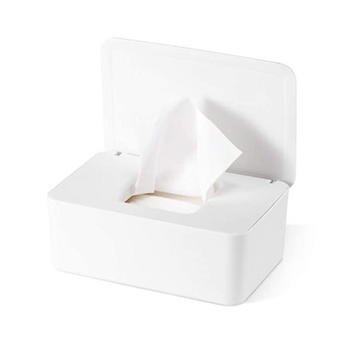 Diaper Wipes Dispenser Baby Wipes Case, Baby Wipe Holder Keeps Wipes Fresh, Perfect Look Wipe Container with Sealing Design - White