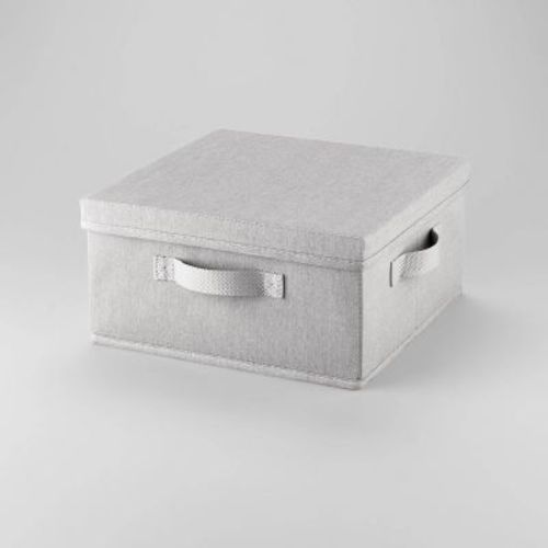 13"x13"x6" Fabric Bin With Lid Light Gray - Brightroom™