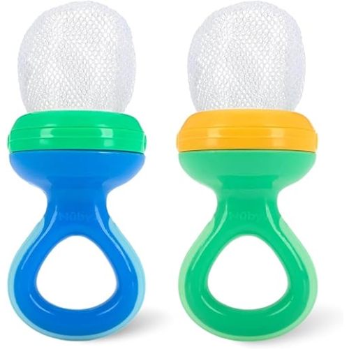 Nuby Nibbler Mesh First Soft Foods Feeder, 2pk (Blue/Green)
