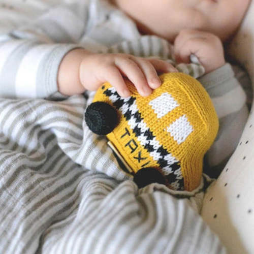 Organic Baby NYC Taxi Rattle Toy - Yellow & Green | Estella