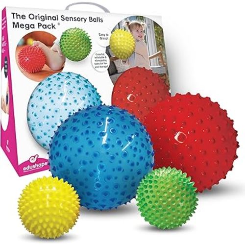 Edushape The Original Sensory Balls for Baby, Mega Pack - Assorted Baby Balls That Help Enhance Gross Motor Skills for Kids Aged 6 Months & Up - Set of 4 Vibrant and Unique Toddler Ball for Baby