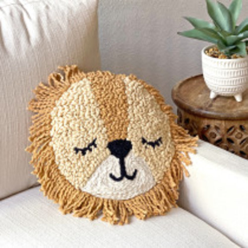 Crane Baby Embroidered Round Pillow - Lion