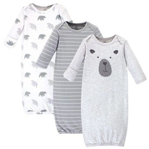 Touched by Nature Baby Boys Organic Cotton Long-Sleeve Gowns 3pk, Bear, 0-6 Months
