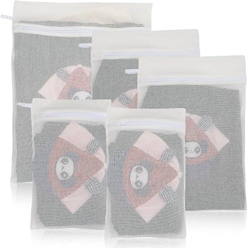5-Piece Laundry Bag, Organic Cotton Mesh Laundry Bag with Zipper and Hanging Loop, 3 Sizes (S, M, L) Mesh Laundry Bag, Durable Cotton Mesh Laundry Bag for Delicate Underwear and Socks.