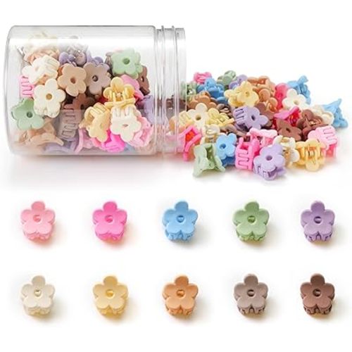 Small Flower Hair Clips 100PCS, Mini Hair Clips Baby Claw Clips Cute Jaw Clips Hair Pins Hair Barrettes Toddler Hair Accessories for Women Girls Kids Teens